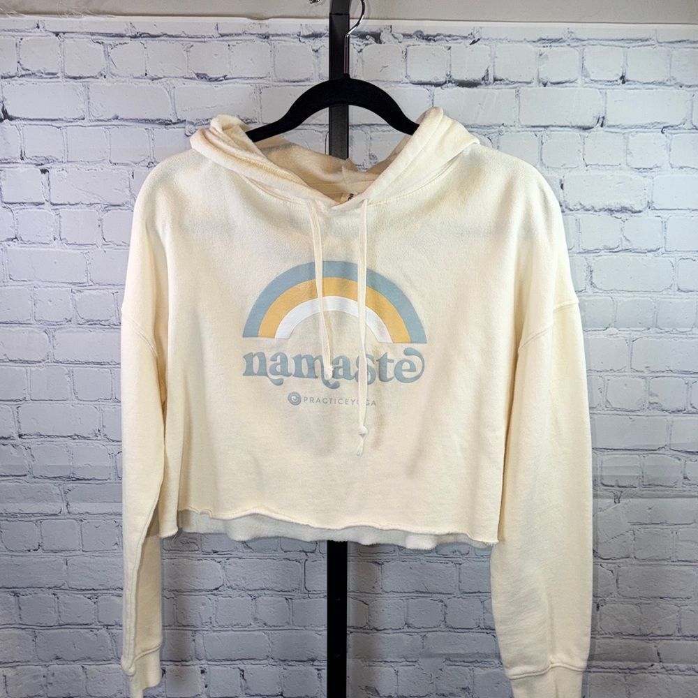 Cream Hoodie with Namaste Print